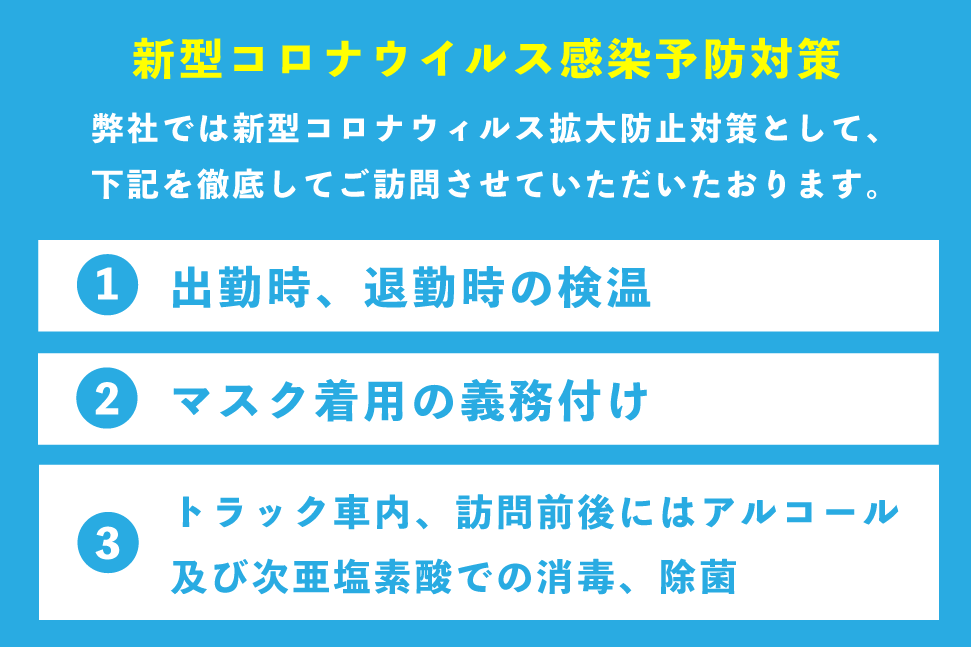 新型コロナウイルス対策実施中